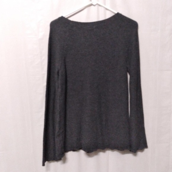 LOFT Pointelle Sweater Charcoal Scalloped Boat Neck Small NWT - Picture 5 of 7